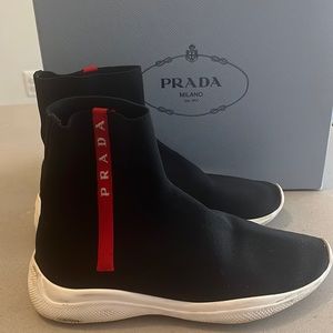 Prada sneakers sock style black and white